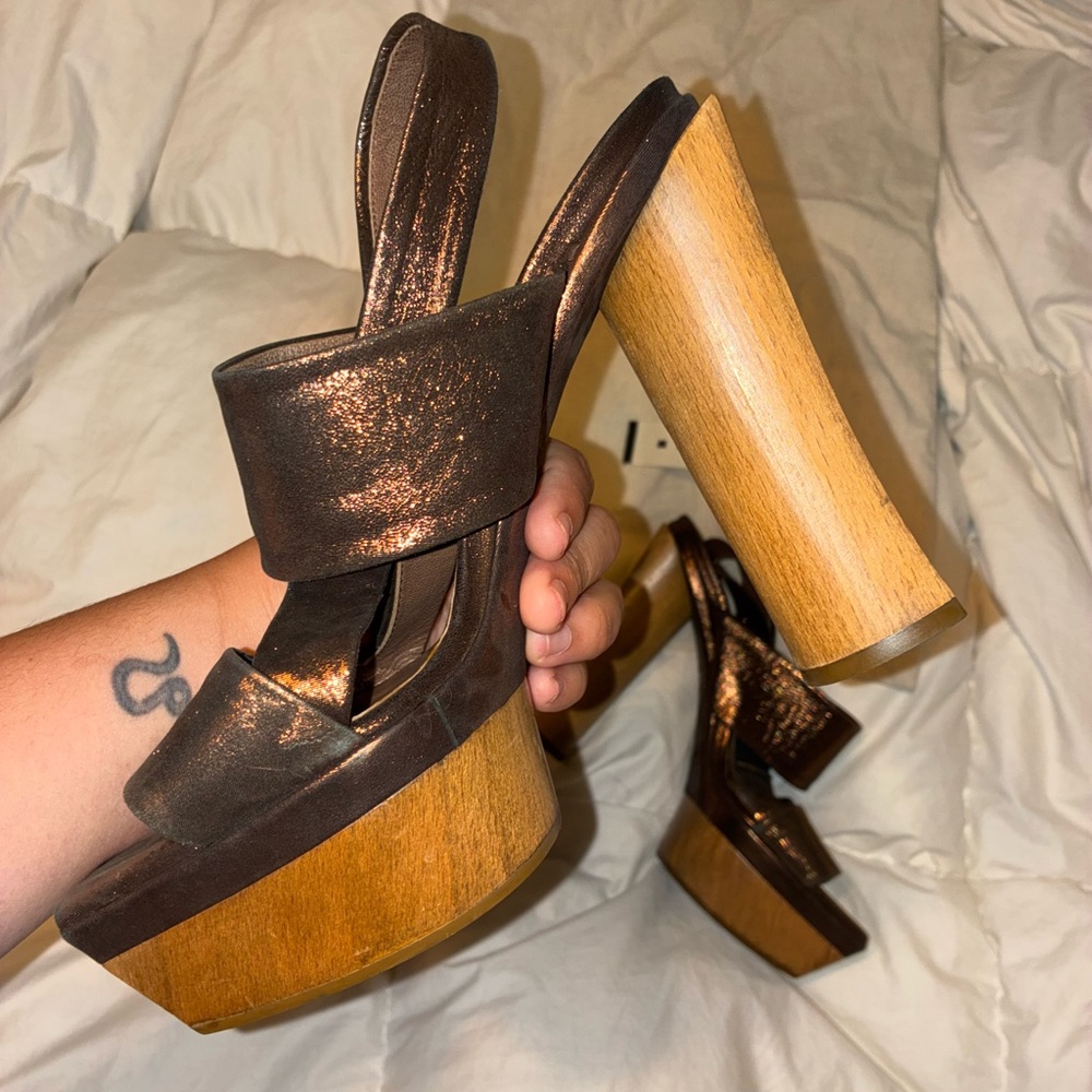 Marni Metallic Bronze Platform Heels